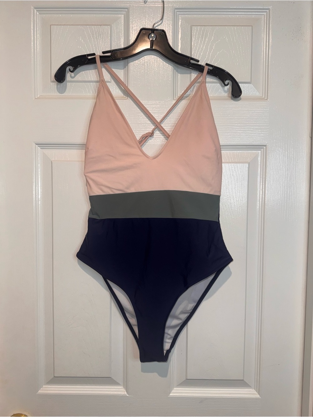 Cupshe Pink, Olive & Navy Colorblock One-Piece Swimsuit. Size M